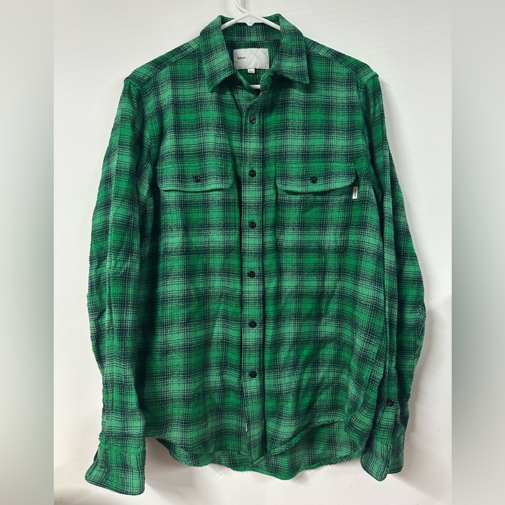 Adsum Made In India Cotton Flannel NYC Green Plaid Men’s Size Small Button Shirt